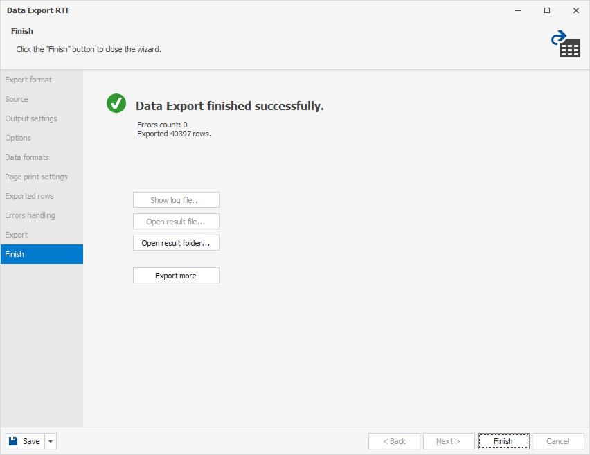Export Completed