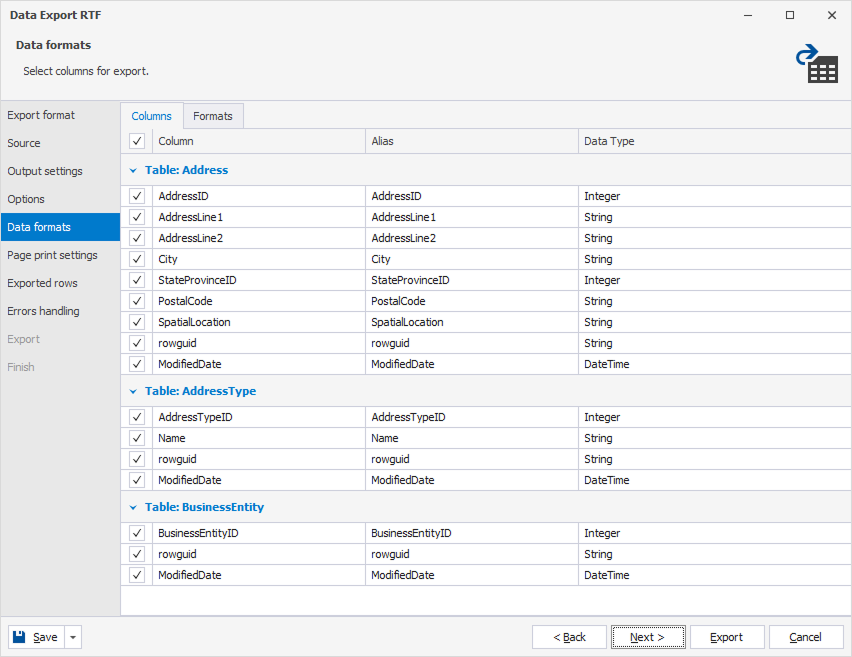 Data formats