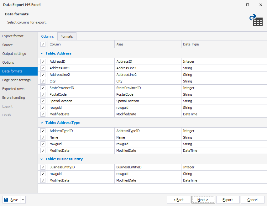 Data formats