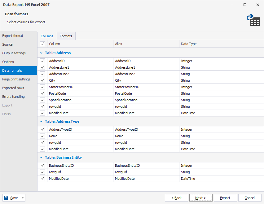 Data formats
