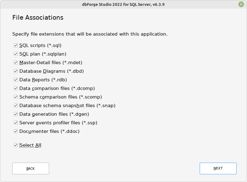 File Associations page