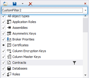 Select a filter from the Filter box