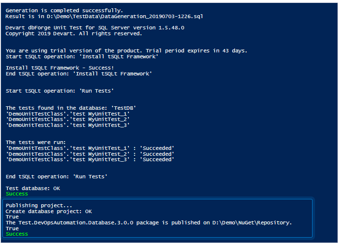 Result of the script execution