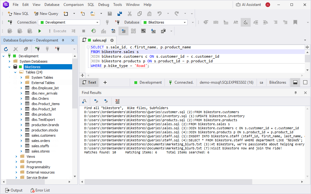 Find text in files: Results