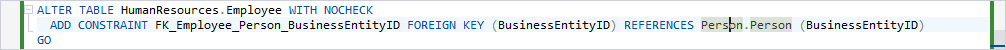 Foreign key references in the script