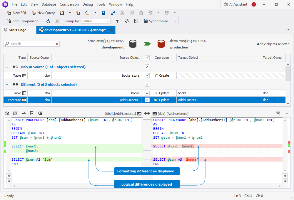 Disabled - Format Database Object Script in Text Compare