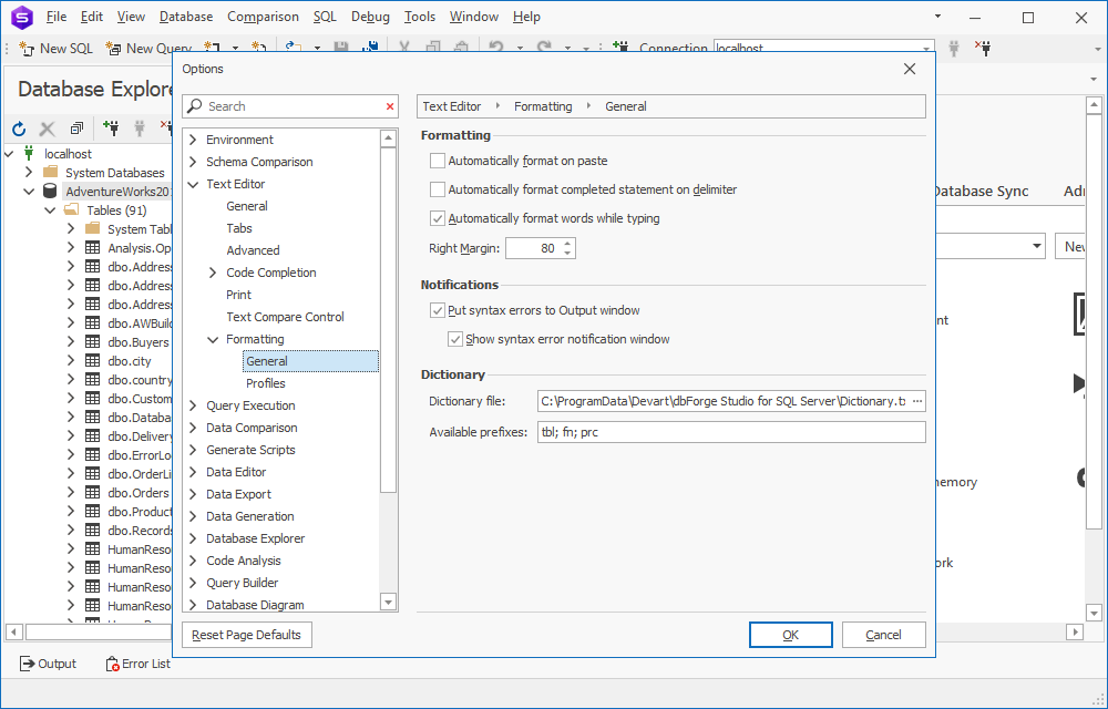 How to format SQL code