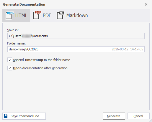 Generate documentation in HTML