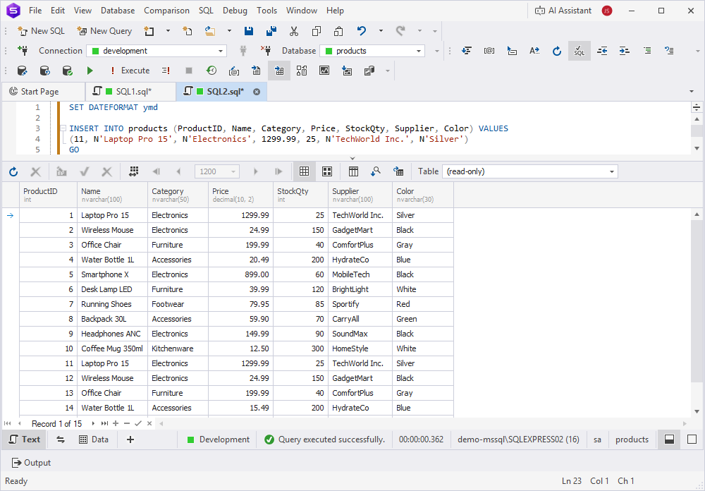 Generate Script As - INSERT