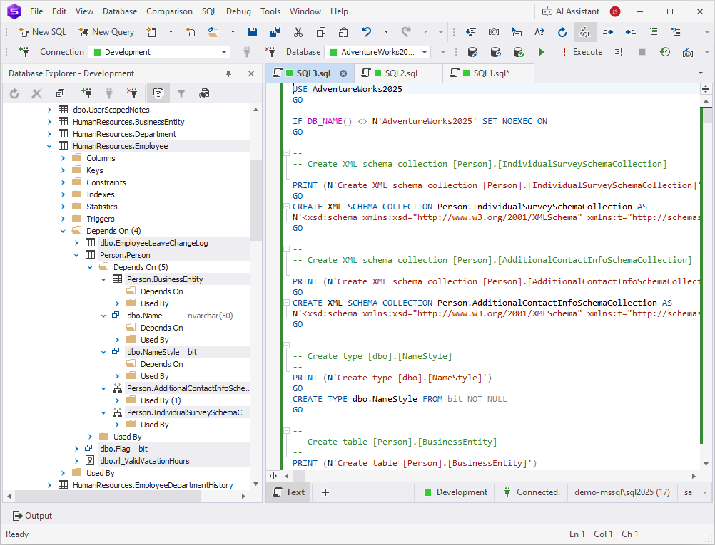 Generated script with object dependency