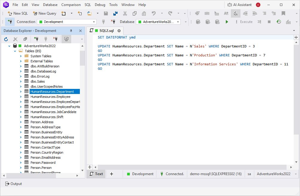 Script generated from results grid