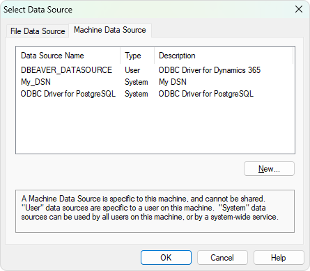 Select Machine Data Source