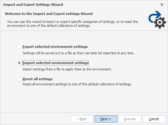 Import and Export Settings Wizard