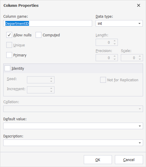 Column Properties