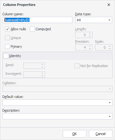 Column Properties