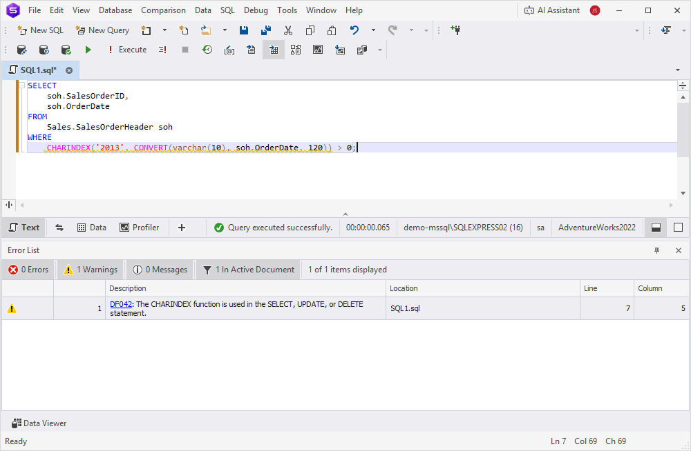 Code example with a function