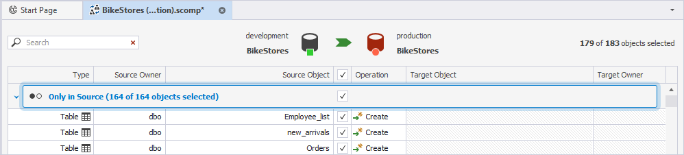 Include all objects within a specific section
