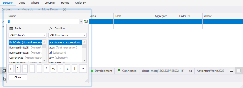 Add a column to the query