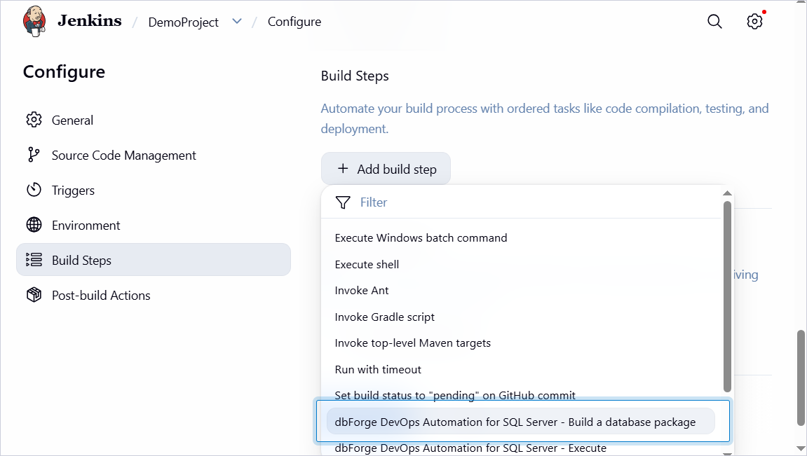 Add the build step