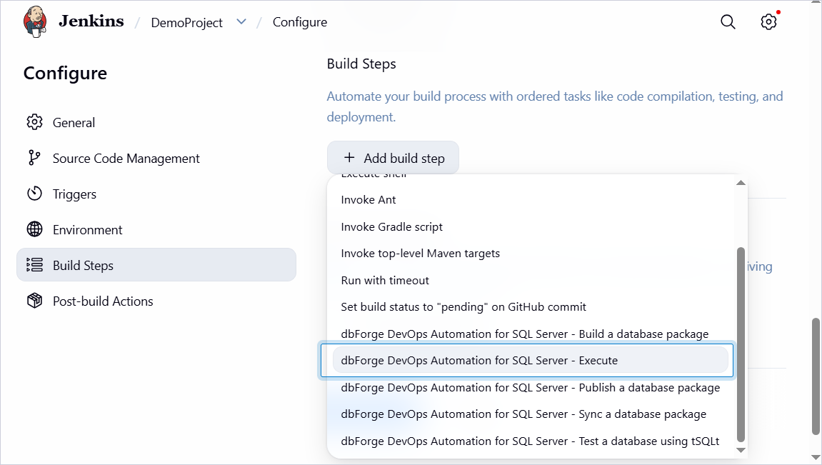 Configure the Execute step