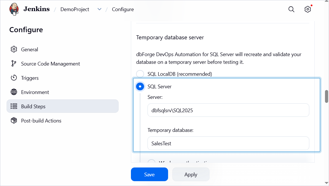 Configure the Build step