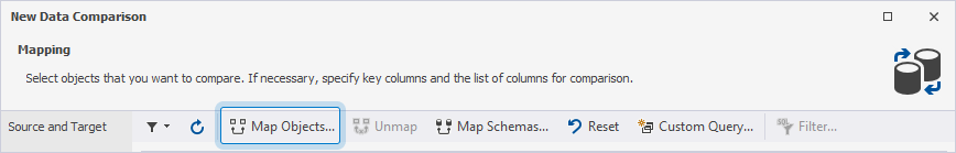 Map objects on the toolbar