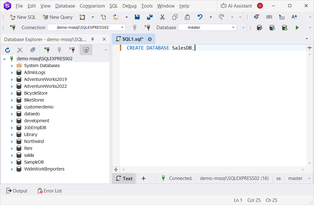 Create a new database