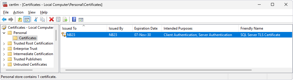 Verify the installation of the certificate