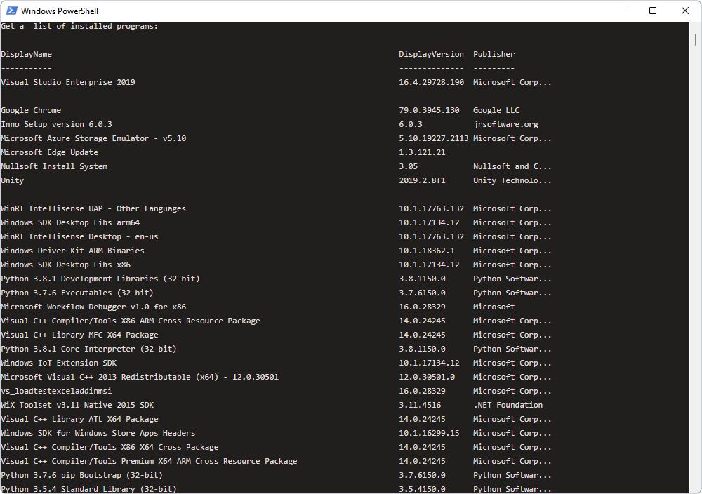 View pre-installed programs