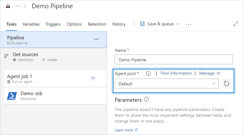 Running the pipeline on the computer where the agent is installed