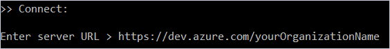 Enter the server URL for Azure DevOps Services