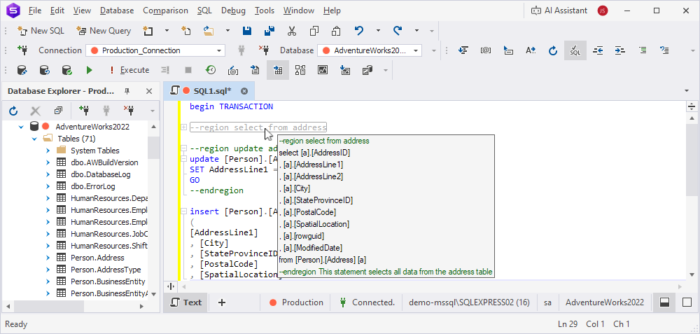 Named region example