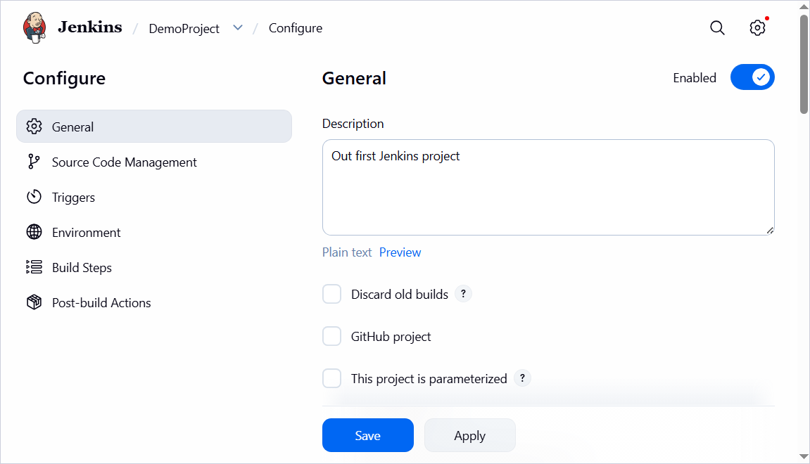 Enter the project details