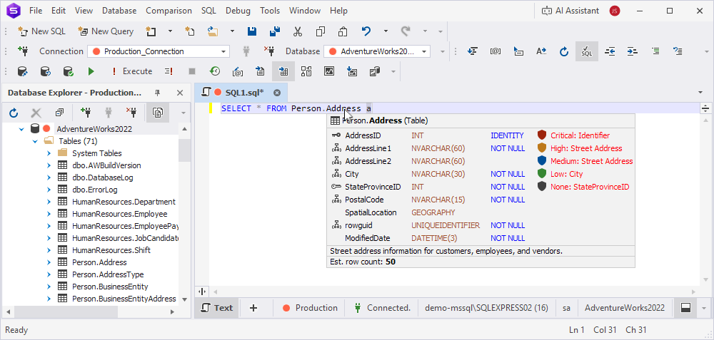 View sensitivity classification for the object metadata