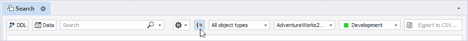 Group results by object type icon on the toolbar