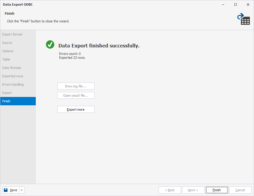 Result - Export data from SQL Server to PostgreSQL