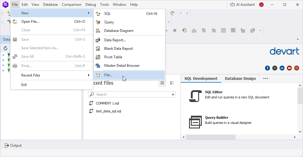 Open the New File window
