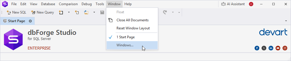Open the Windows dialog