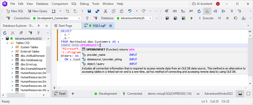 Full support for OPENROWSET
