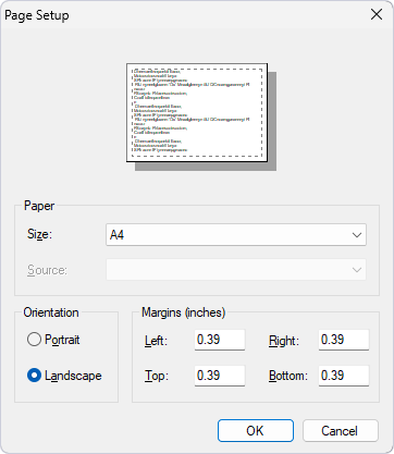 Configure page setup settings