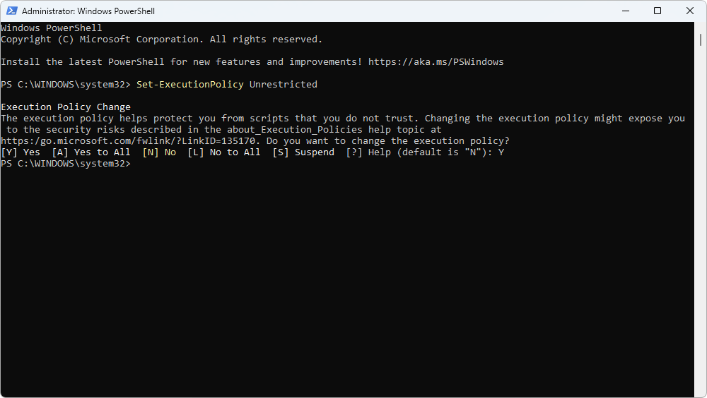 PowerShell policy