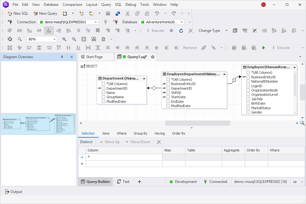 Preview the query diagram