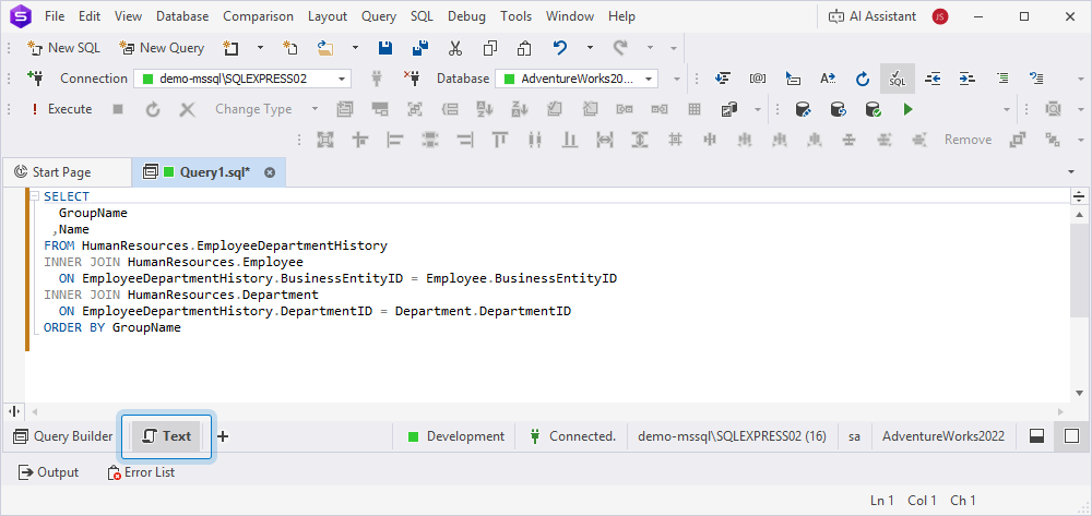 Preview the SELECT query