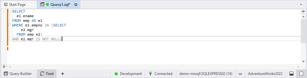 Preview the query text