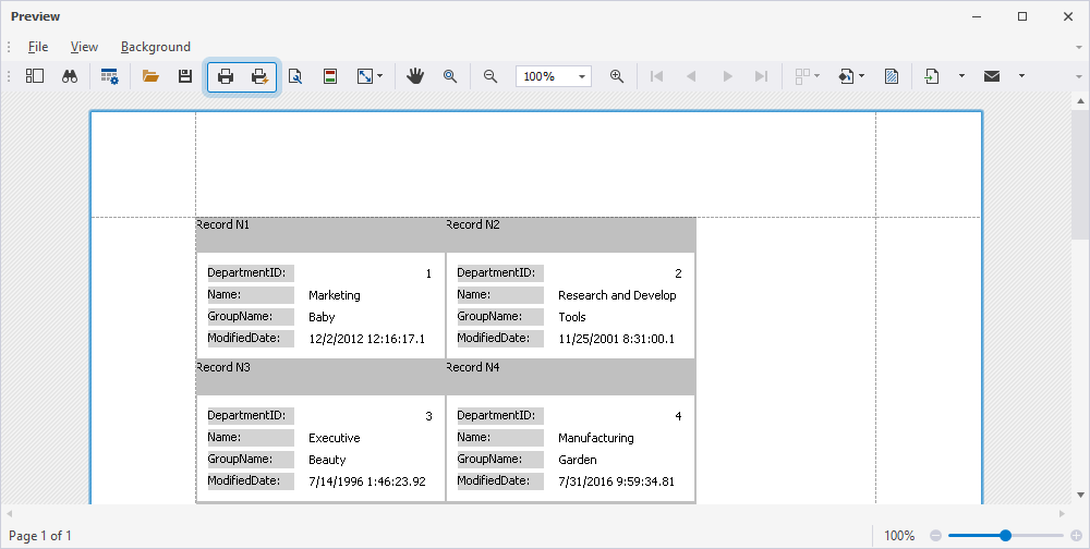 Printing - Preview window