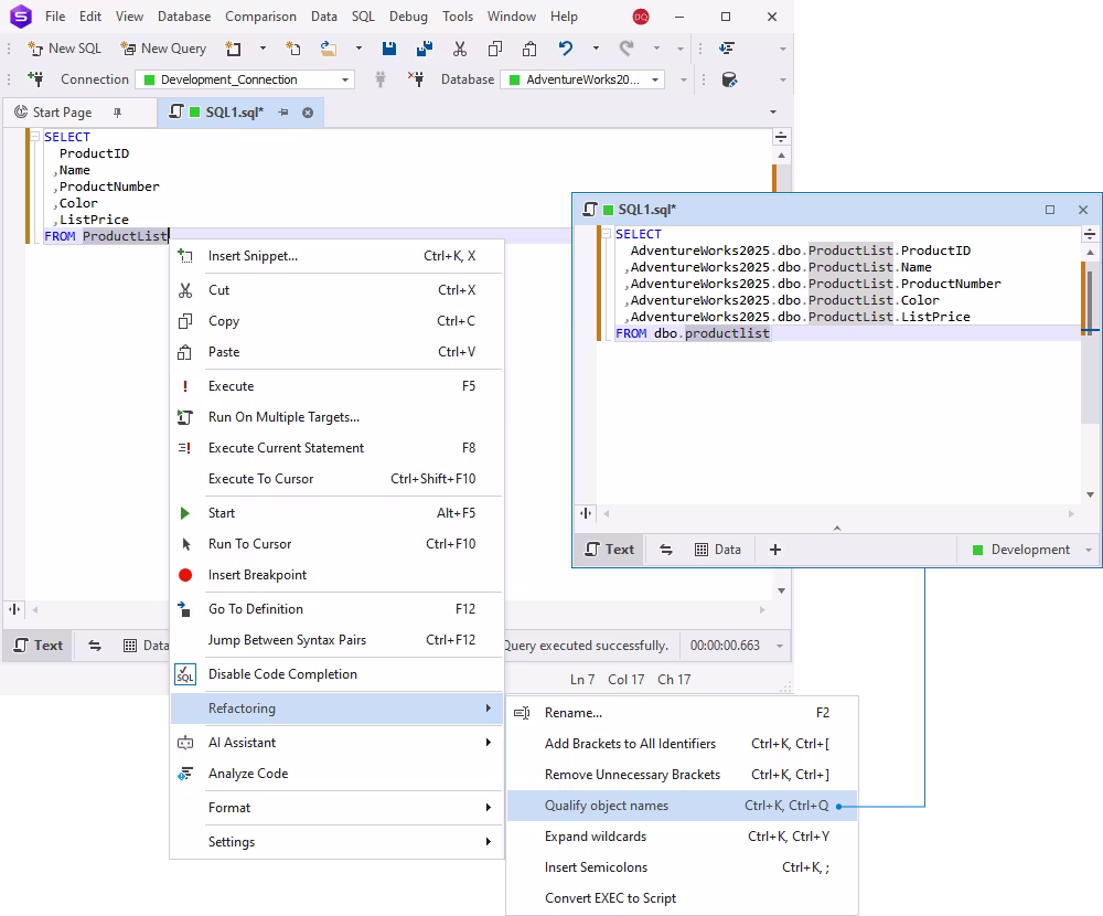 Qualify object names in the Refactoring menu