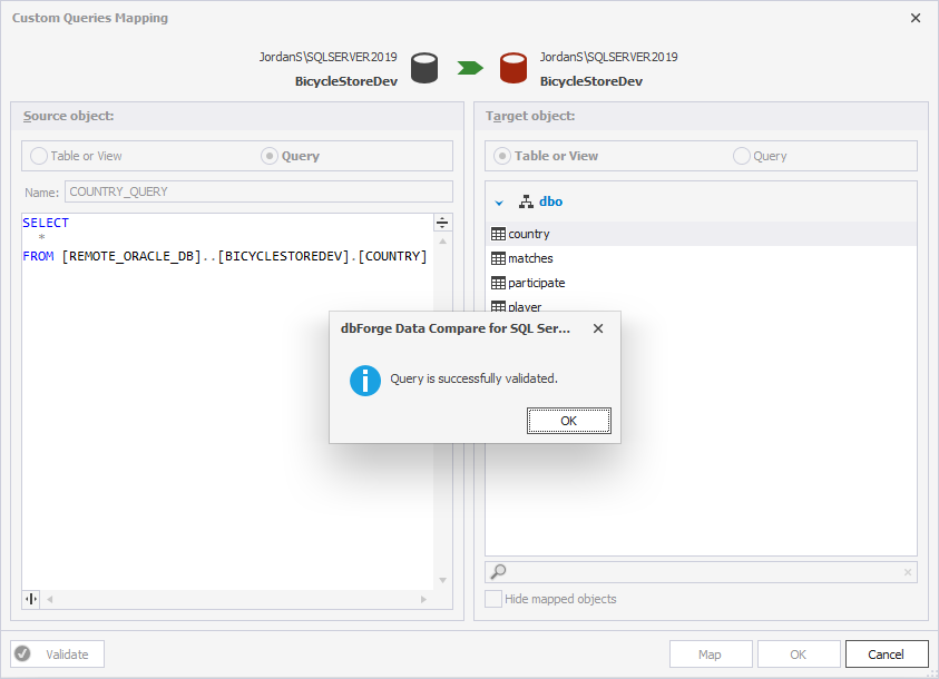 Validate the mapping settings