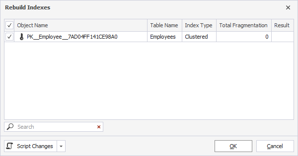Rebuild indexes