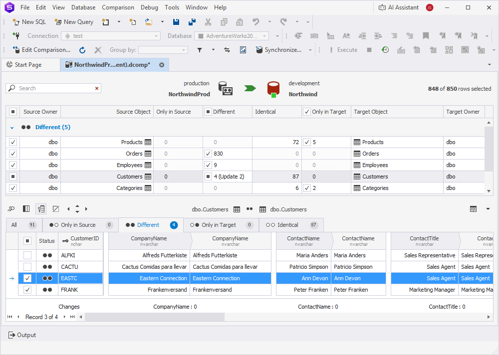 Select individual rows from a backup