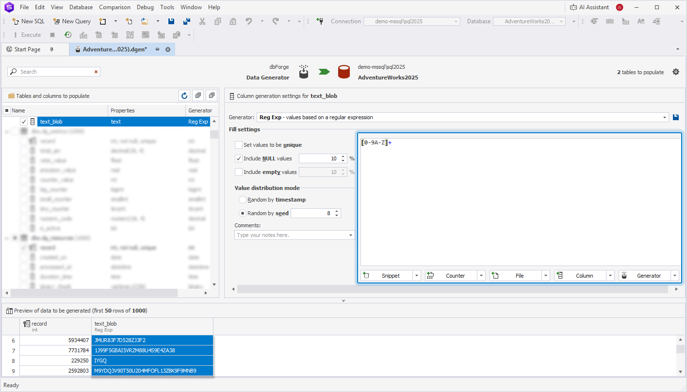 Regular Expression generator preview